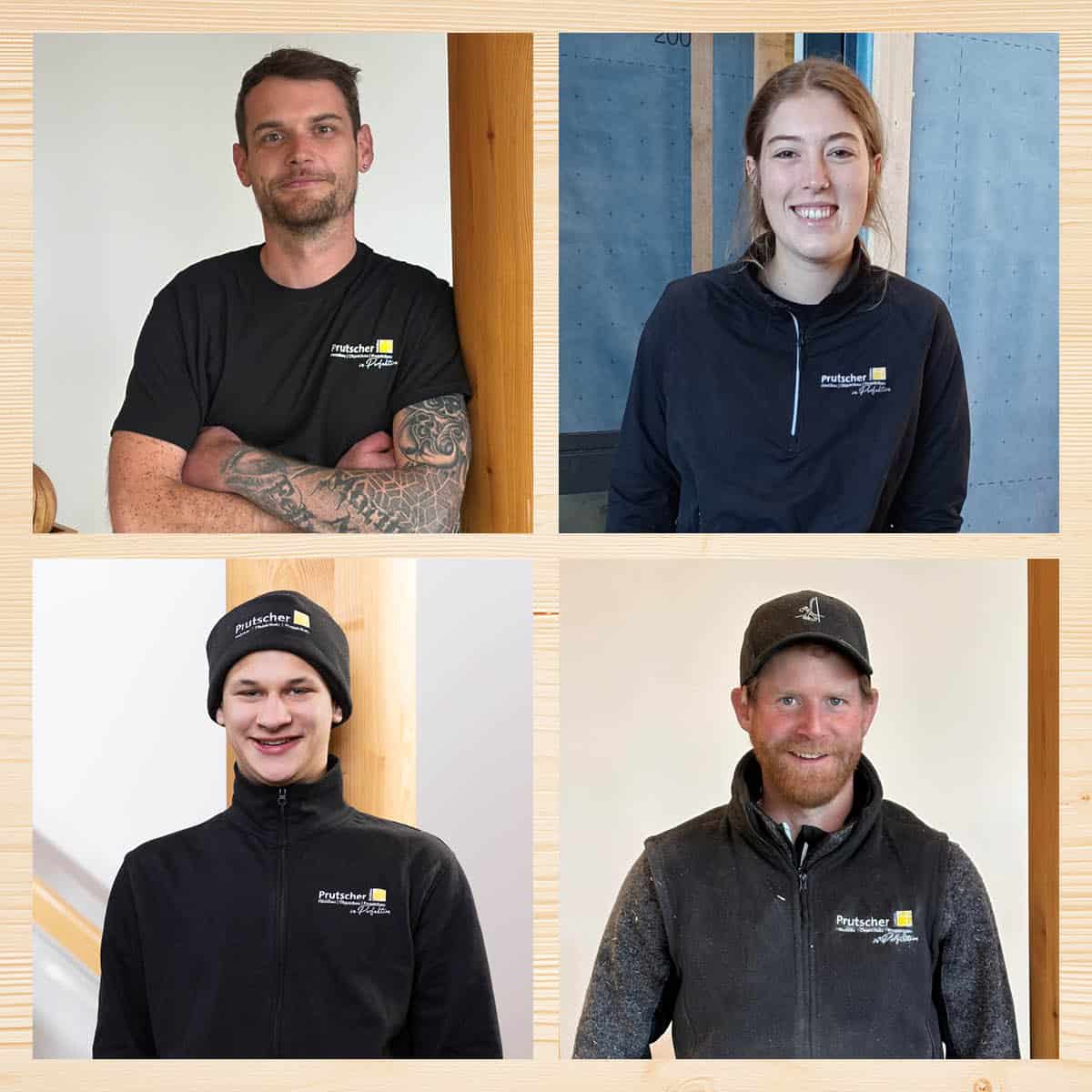 Porträtfotos der 4 Ausbilder: Max, Sara, Felix und Philipp